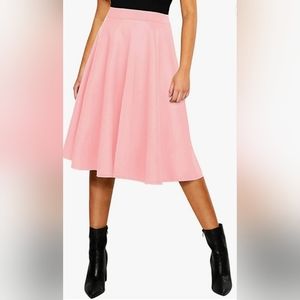 Urban Coco Women's Basic Versatile Stretchy Flared Pleated Midi Skater Skirt L